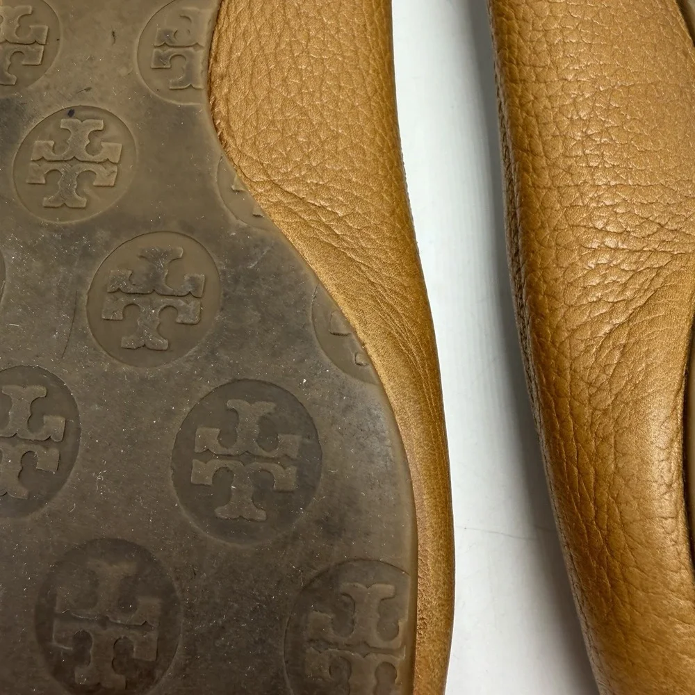 Tory Burch Reva Ballet Flats Womens 6 Royal Tan Slip On Designer Old Money Read
